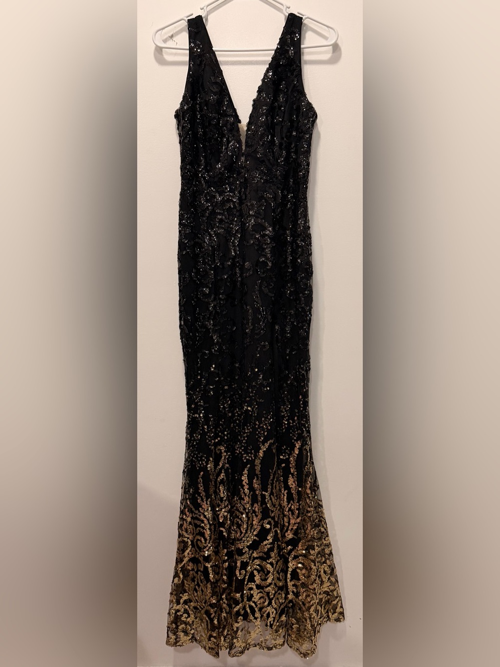 Fashion Nova Black Maxi Skirt with Gold Sequin Ombre